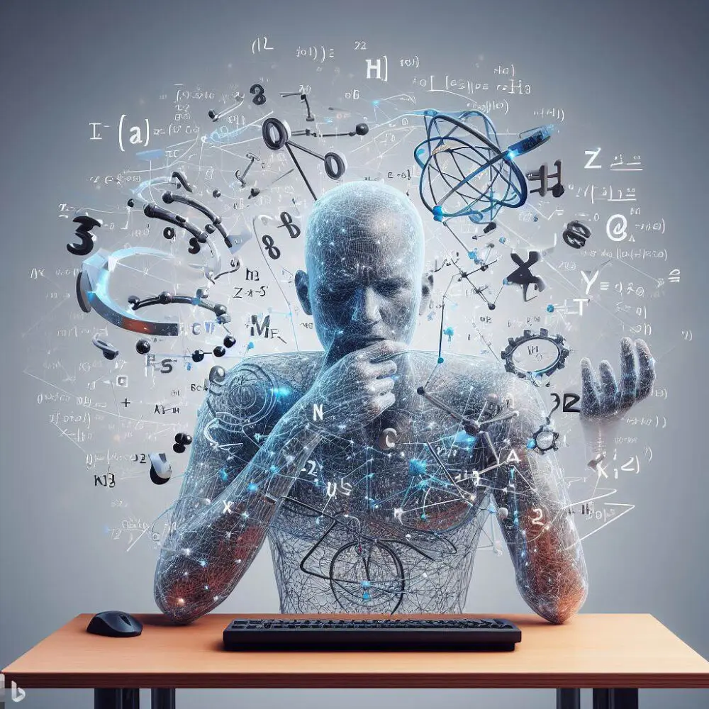 A human looking puzzled at a complex equation or diagram